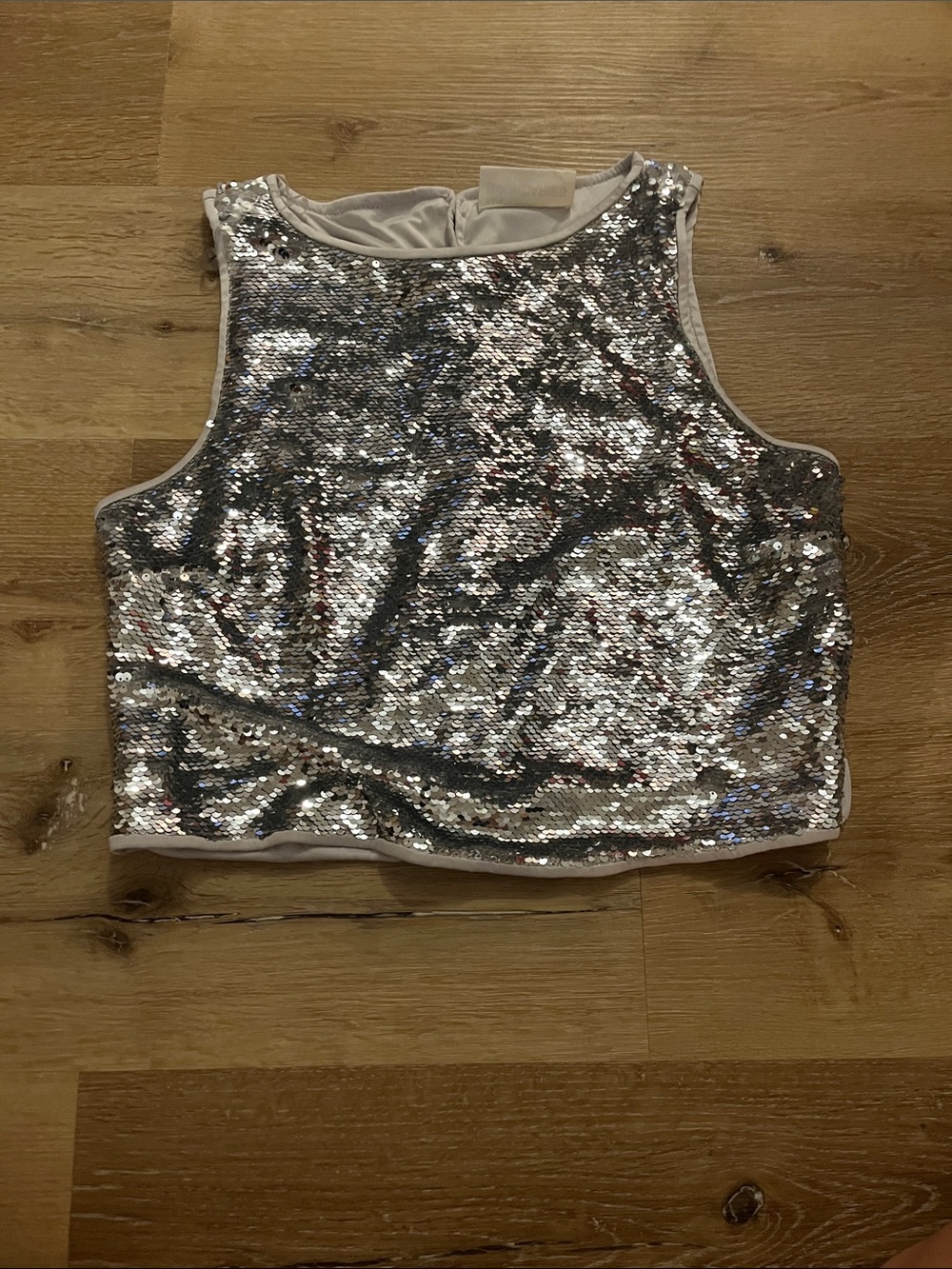 Silver Sequin Crop Top for Women
